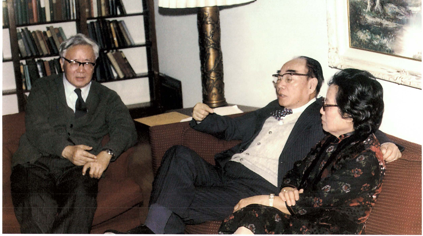 1984年台湾科学研究院负责人徐贤修夫妇拜访华罗庚。